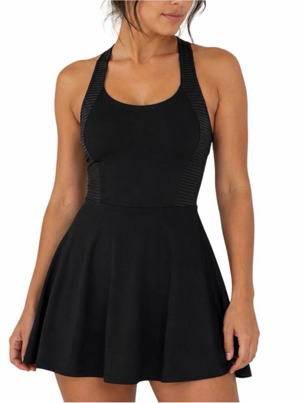 VSX Black Racerback Skater Mini Athletic Dress with Built In Shorts, Large.